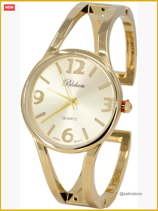 Elegant Analog Quartz Watch 33mm Metal Cuff Bangle Design Adjustable main image 4